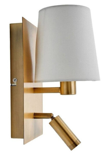 Lindby Vegglampe Aiden med LED-leselampe, antikkmessing