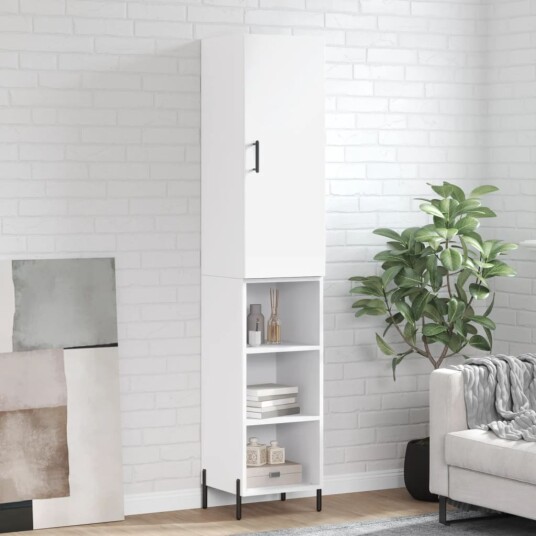 vidaXL Highboard hvit 34,5x34x180 cm konstruert tre 8720845484071