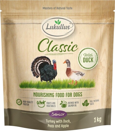 Lukullus Tørrfôr Senior Classic & And Ny Oppskrift Kalkun 1 kg