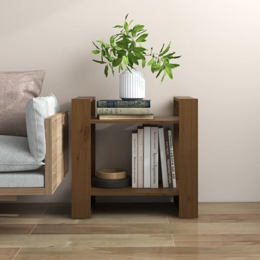 vidaXL Bokhylle/romdeler honningbrun 60x35x57 cm heltre vidaXL Bokhylle/romdeler honningbrun 60x35x57 cm heltre