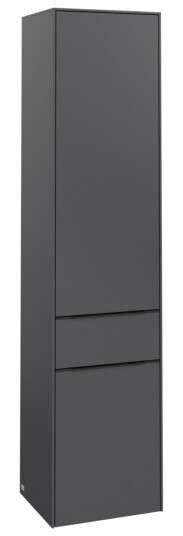 VILLEROY & BOCH SUBWAY 3.0 HØYSKAP 40X171 HØYRE 2 DØRER & SKUFF BLACK GRAPHITE HÅNDTAK I VOLCANO