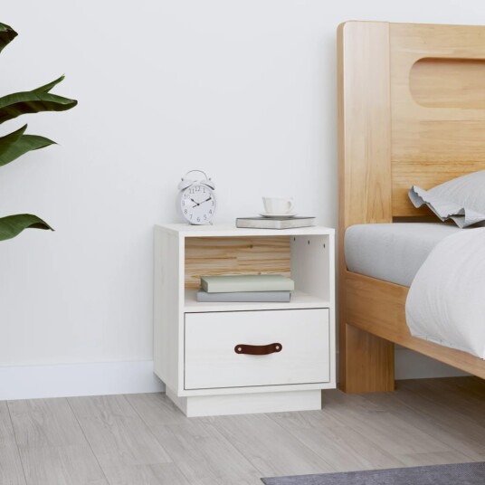vidaXL Nattbord hvit 40x34x45 cm heltre furu vidaXL Nattbord hvit 40x34x45 cm heltre furu