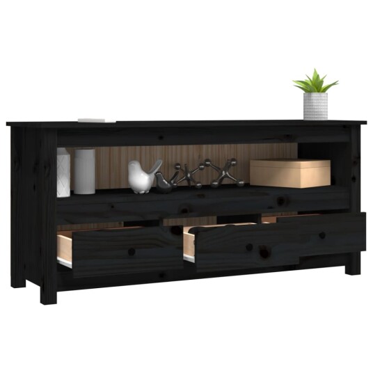 vidaXL TV-benk svart 114x35x52 cm heltre furu vidaXL TV-benk svart 114x35x52 cm heltre furu
