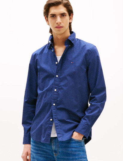 Tommy Hilfiger Flex Poplin Fake Solid Rf Shirt - Blue - S Tommy Hilfiger Flex Poplin Fake Solid Rf Shirt - Blue - S