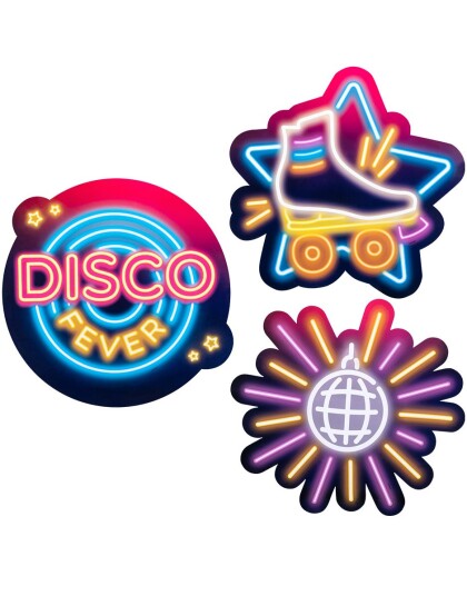 3 stk Store Cut Out Dekorasjoner Disco Fever