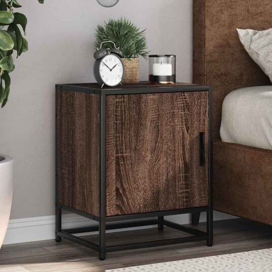  Nattbord brun eik 40x31x50 cm konstruert tre og metall 8721102837760