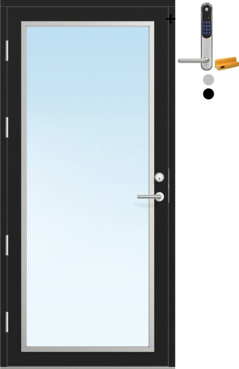Ytterdør Bygg1 Fjell 11 Klarglass med Yale Entrus BxH: 80x200 cm, Venstre, NCS S-8500-N, Dempet Sort, Yale Sølv