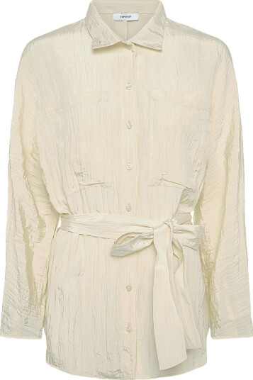 Topshop Tstrina Waist Tie Tunic Top Wvn   BUTTERCREAM   36