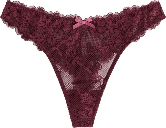 Lindex Thong In Lace Burgundy XS