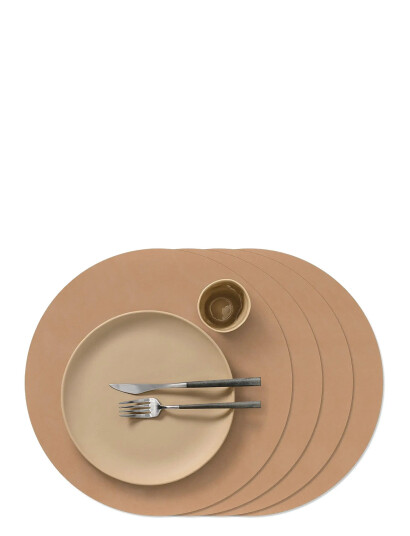 LIND DNA 4-Set Dækkeserviet Circle L Nupo - Beige - D:38CM