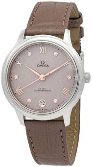 Omega Dameklokke 434.13.34.20.52.002 De Ville Prestige Beige/Lær