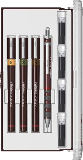 Rotring rOtring Isograph Junior Set 3x Technical Pens | .2mm, .3mm, .5mm Fineliner Pens + Accessories Rotring rOtring Isograph Junior Set 3x Technical Pens | .2mm, .3mm, .5mm Fineliner Pens + Accessories