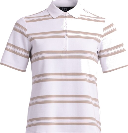 Bogeys & Birdies W Cotton Mix Classic Button Stripe Hvit Beige Golf pologenser dame White/Beige Large