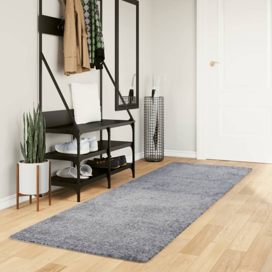 vidaXL Flossteppe med lang luv moderne blå 80x250 cm