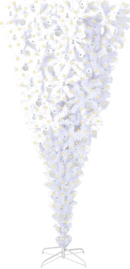 Kunstig juletre med 300 LED med stativ Hvit 240 cm PVC og Stål