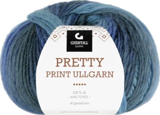 Gjestal Garn  Gjestal Garn Pretty Print Ullgarn Blåfarget 503 100g
