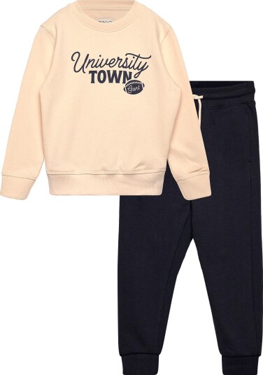 Gant Kids Uni Graphic Crew And Sweatpant Set   EVENING BLUE   116