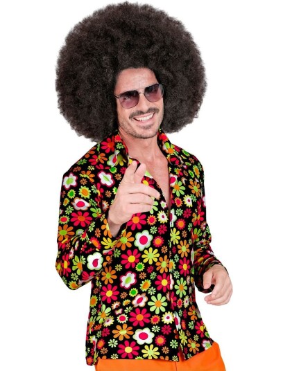 60"s Mørk Blomstrete Hippie Kostymeskjorte til Herre Large/X Large