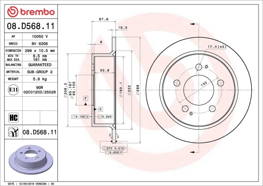 Bremseskive BREMBO 08.D568.11