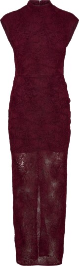 ROTATE Flower Mesh Maxi Dress Burgundy 42