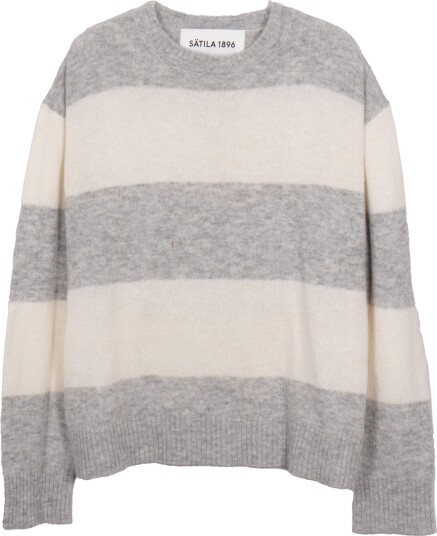 Sätila Men"s Boxy Stripe Sweater Grey Melange S Sätila Men"s Boxy Stripe Sweater Grey Melange S
