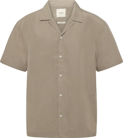Calvin Klein Ss Camp Collar Drapey Lyocell Ea Beige L