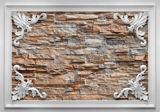 Fototapet Brick In The Frame Brown 300x210 - Artgeist sp. z o. o.