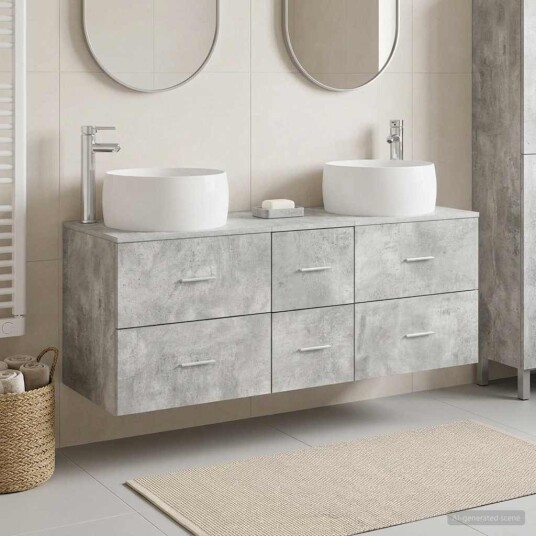 vidaXL Baderomsinnredningssett 3 stk. Betonggrå 49,5 x 44,5 x 66 cm vidaXL Baderomsinnredningssett 3 stk. Betonggrå 49,5 x 44,5 x 66 cm
