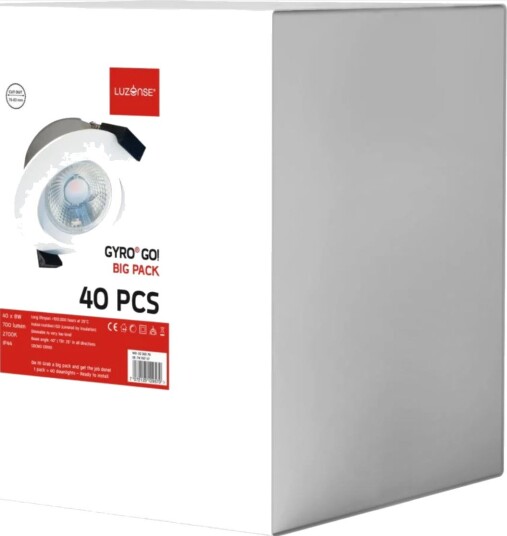 Unilamp Gyro Eco 8W 720lm 2700K IP44 Hvit 40 pack