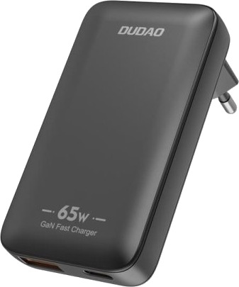 Dudao A65Q 65W GaN USB-C og USB-A Mobiladapter Hvit