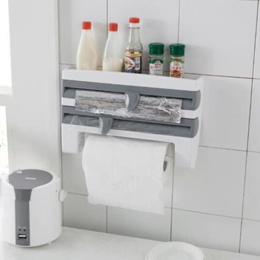 Veggholder for plastfolie / aluminiumsfolie og kjøkkenpapir Vi