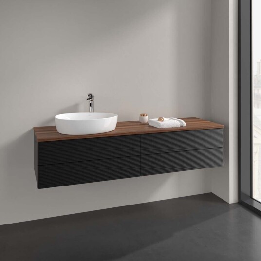 Villeroy & Boch Antao Servantskap med 4 skuffer 160x50x36 cm u/lys Sort Matt/Valnøtt Villeroy & Boch Antao Servantskap med 4 skuffer 160x50x36 cm u/lys Sort Matt/Valnøtt