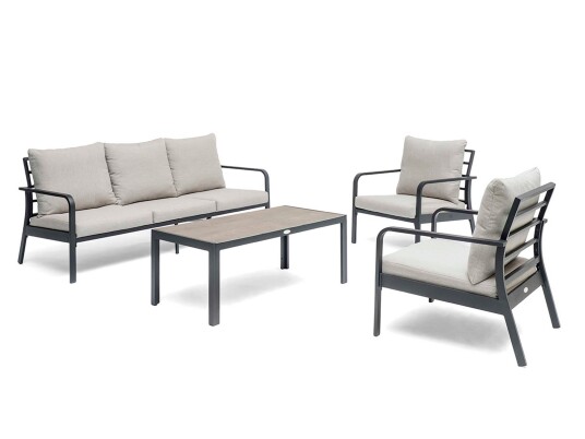Hillerstorp Hånger sofagruppe Svart med beige pute 3 sitssoffa 2 fåtöljer & bord 120x60 cm Svart Hillerstorp Hånger sofagruppe Svart med beige pute 3 sitssoffa 2 fåtöljer & bord 120x60 cm Svart