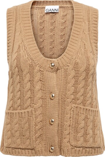 Ganni Wool Vest Brown XS