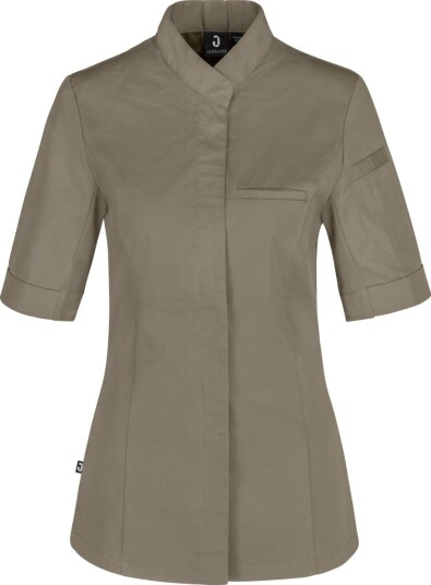 JOBELINE Kokkejakke dame Marco kortermet; Størrelse 34; Gråbrun/taupe