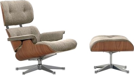 Vitra Eames Lenestol med Fotskammel Naturlig Valnøtt/05 Krem/mørk Brun/ Aluminium Vitra Eames Lenestol med Fotskammel Naturlig Valnøtt/05 Krem/mørk Brun/ Aluminium