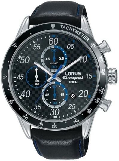Lorus Herreklokke RM341EX9 Sports Sort/Lær Ø43 mm Lorus Herreklokke RM341EX9 Sports Sort/Lær Ø43 mm