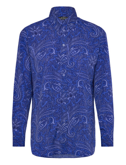 Lauren Ralph Lauren Relaxed Fit Paisley Crepe Shirt - Blue - S