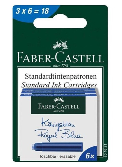 Faber Castell Ink cartridges standard 6x royal Blå erasable set of 3