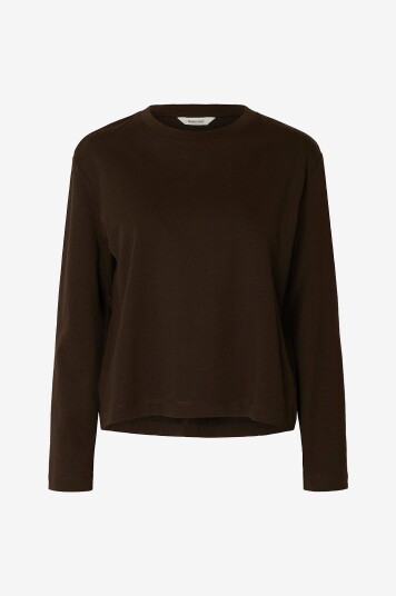 Selected FEMME - Topp slfEssential LS Boxy Tee - Brun