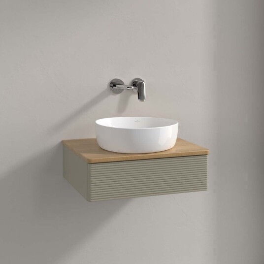 Villeroy & Boch Antao Servantskap med 1 skuff 60x50x19 cm u/lys Steingrå/Eik Villeroy & Boch Antao Servantskap med 1 skuff 60x50x19 cm u/lys Steingrå/Eik