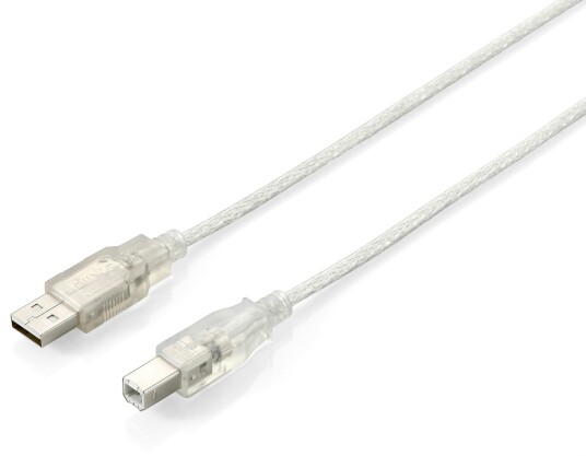 EQUIP USB 2.0 kabel A>B M-M 1,8 m SLV Transparent, Dobbelsk‘rmet