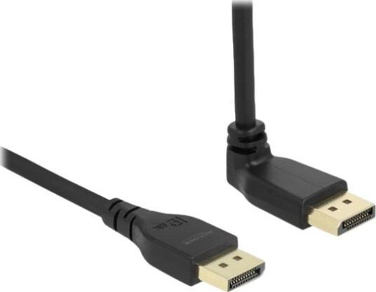 Delock Displayport Kabel Displayport Hann Til Displayport Hann Vinklet Displayport 1.4 3 M 8K Støtte Svart