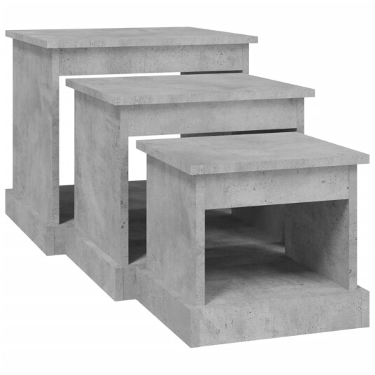 vidaXL Stablebord 3 stk betonggrå konstruert tre