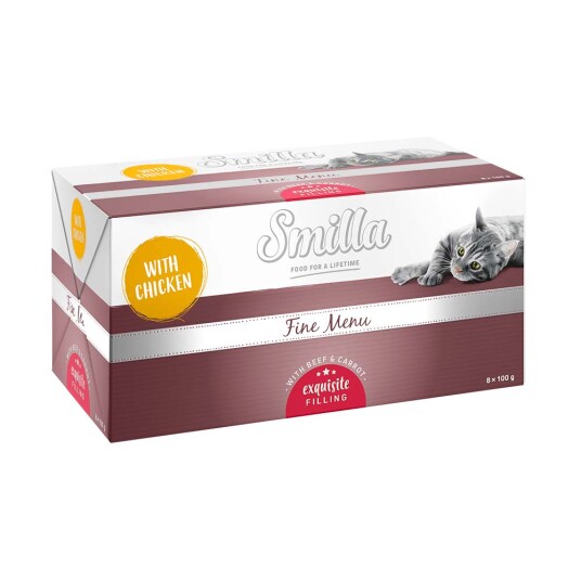 Smilla Fine Menu Med Nytelsekjerne 8 X 100 G Kylling/ Storfe Gulrot