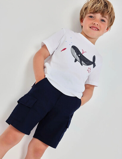 Boboli Linen Bermuda Shorts For Boy  Bci Navy 116