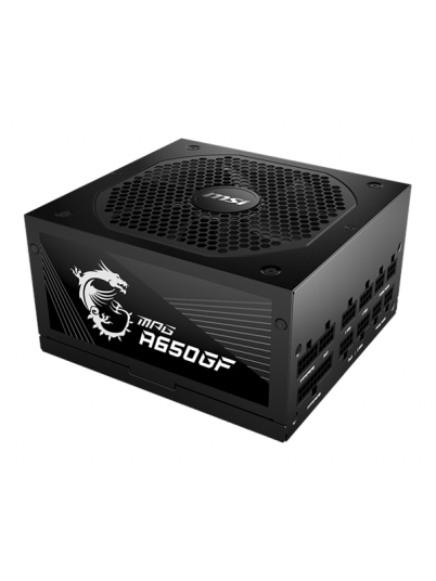 MSI MPG A650GF Strømforsyning (PSU) - 650 Watt - 140 mm - 80 Plus Gold sertifisert