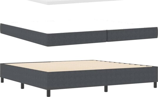  Box Spring Seng med Madrass Mørkegrå 200x200 cm Kordfløyel Stoff
