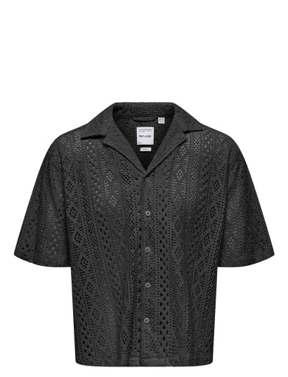 ONLY & SONS Onsnovak Rlx Resort Ss Lace Shirt - Black - M