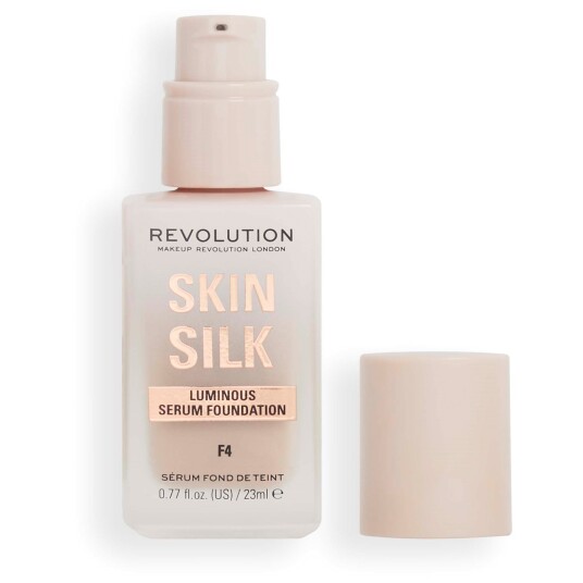 Makeup Revolution Skin Silk Serum Foundation F4 23ml - Lett til Medium Dekning Makeup Revolution Skin Silk Serum Foundation F4 23ml - Lett til Medium Dekning